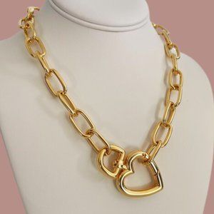 18k Gold-Plated Heart-Lock Chunky Chain Necklace